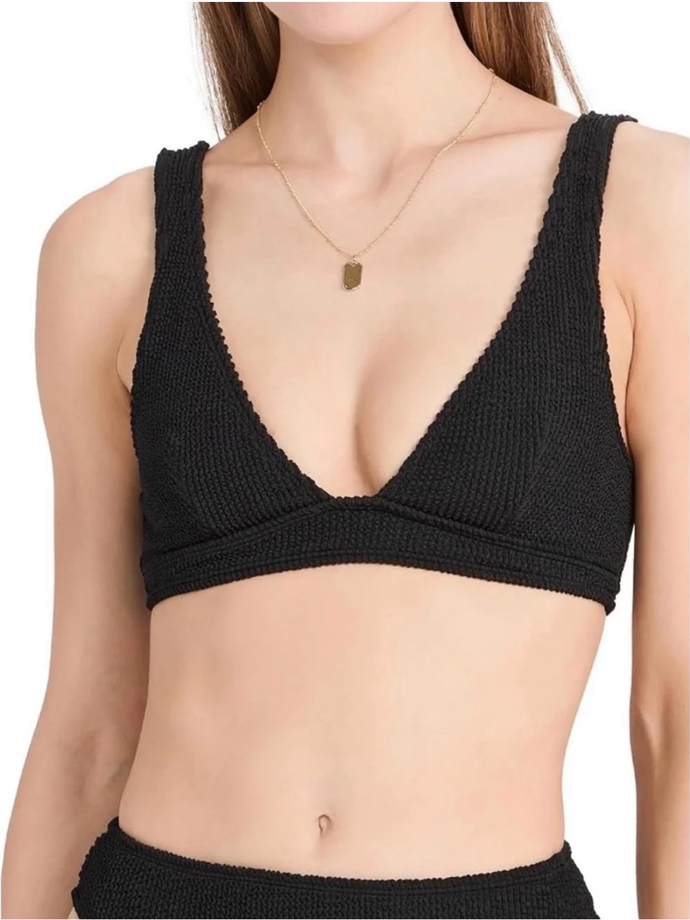 GOOD AMERICAN Black Always Fits Triangle Bikini Top